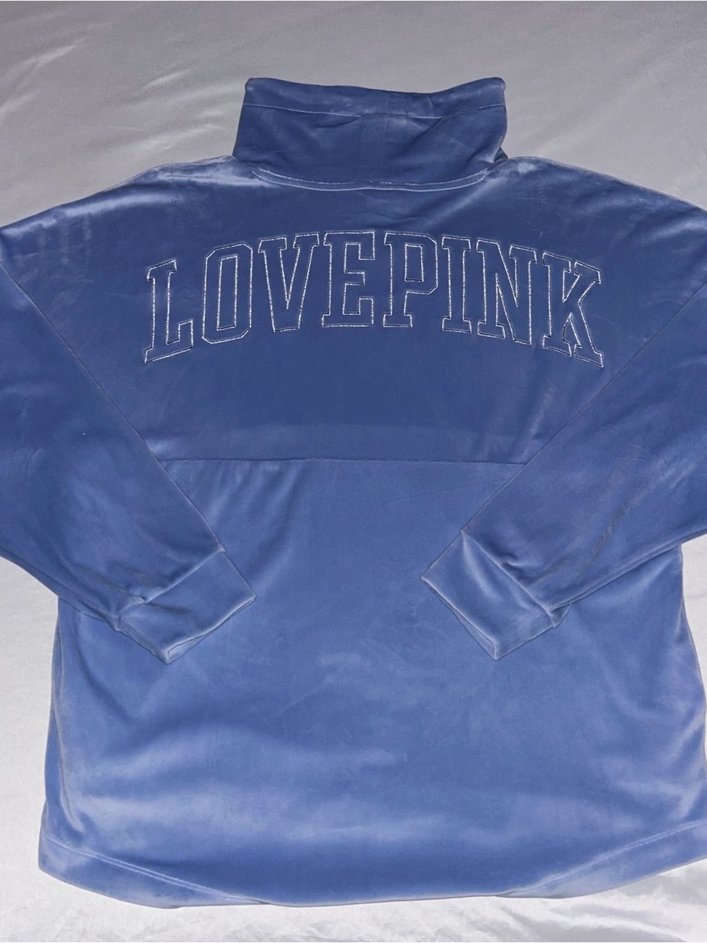 Victoria’s Secret Pink Velour Sweatshirt Cowl Neck LOVE PINK Oversized Sz S